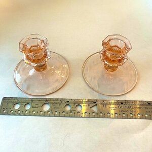 Vintage Pink Glass Candle Holders